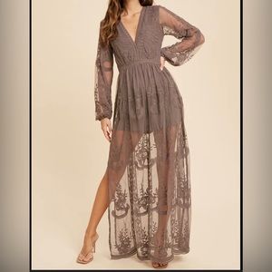 Boho Lace Maxi Dress, M, Color: Lavender